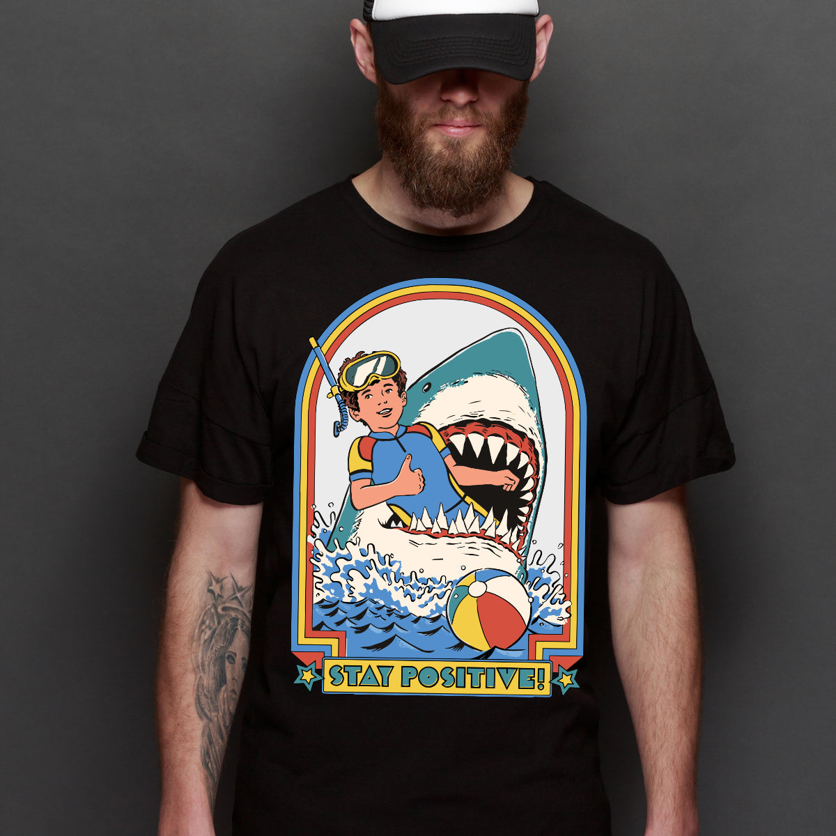 Stay Postive T-shirt Funny Cartoon Tee