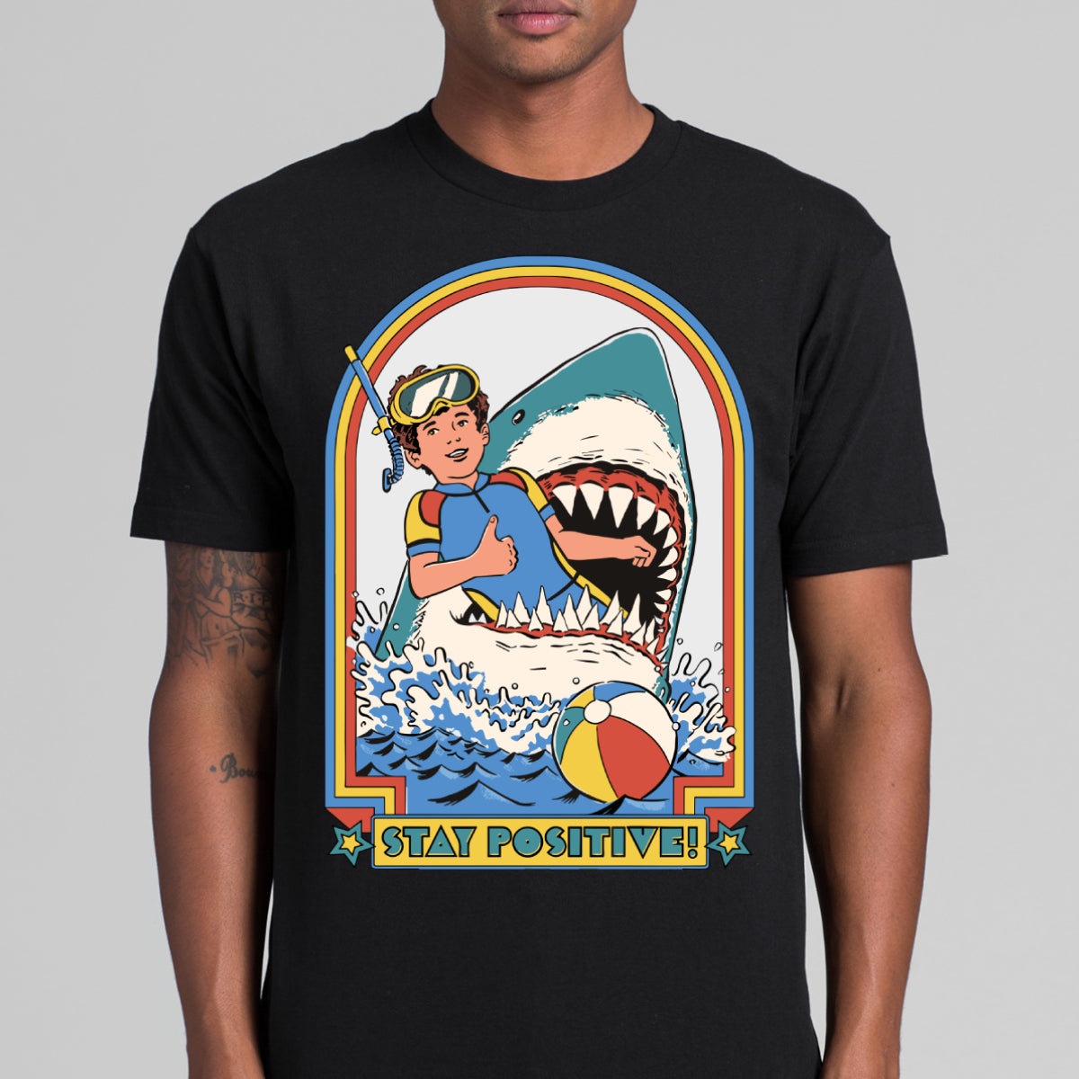 Stay Postive T-shirt Funny Cartoon Tee