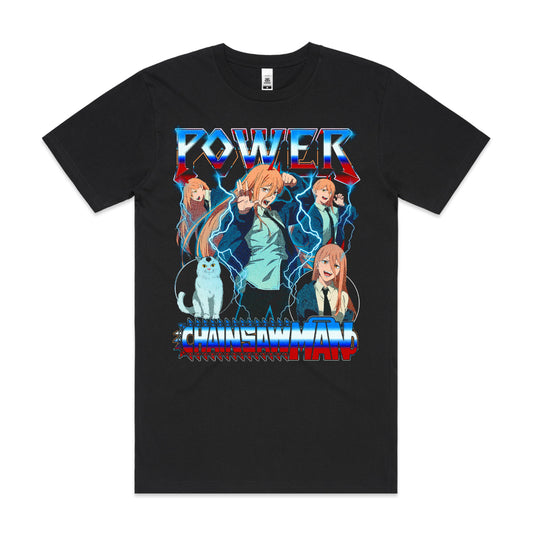 Chainsaw Man V8 T-Shirt Cotton Block Tee Japanese anime Tee