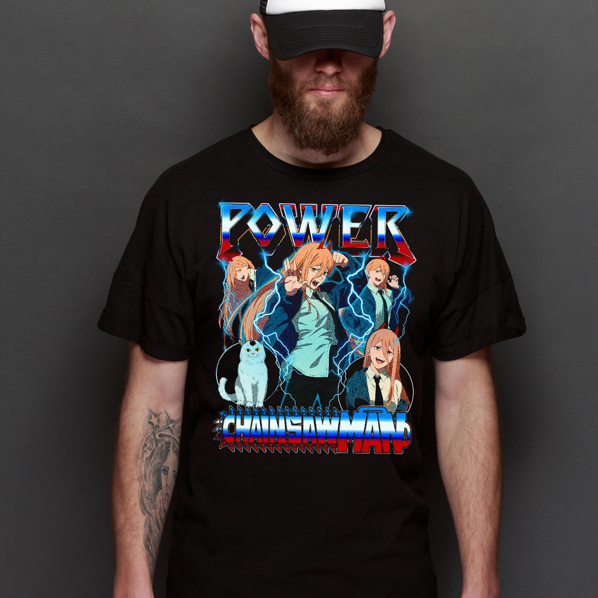Chainsaw Man V8 T-Shirt Cotton Block Tee Japanese anime Tee