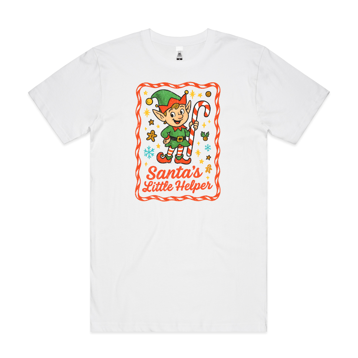 Santa Little Helper Christmas T-Shirt Cartoon Tee