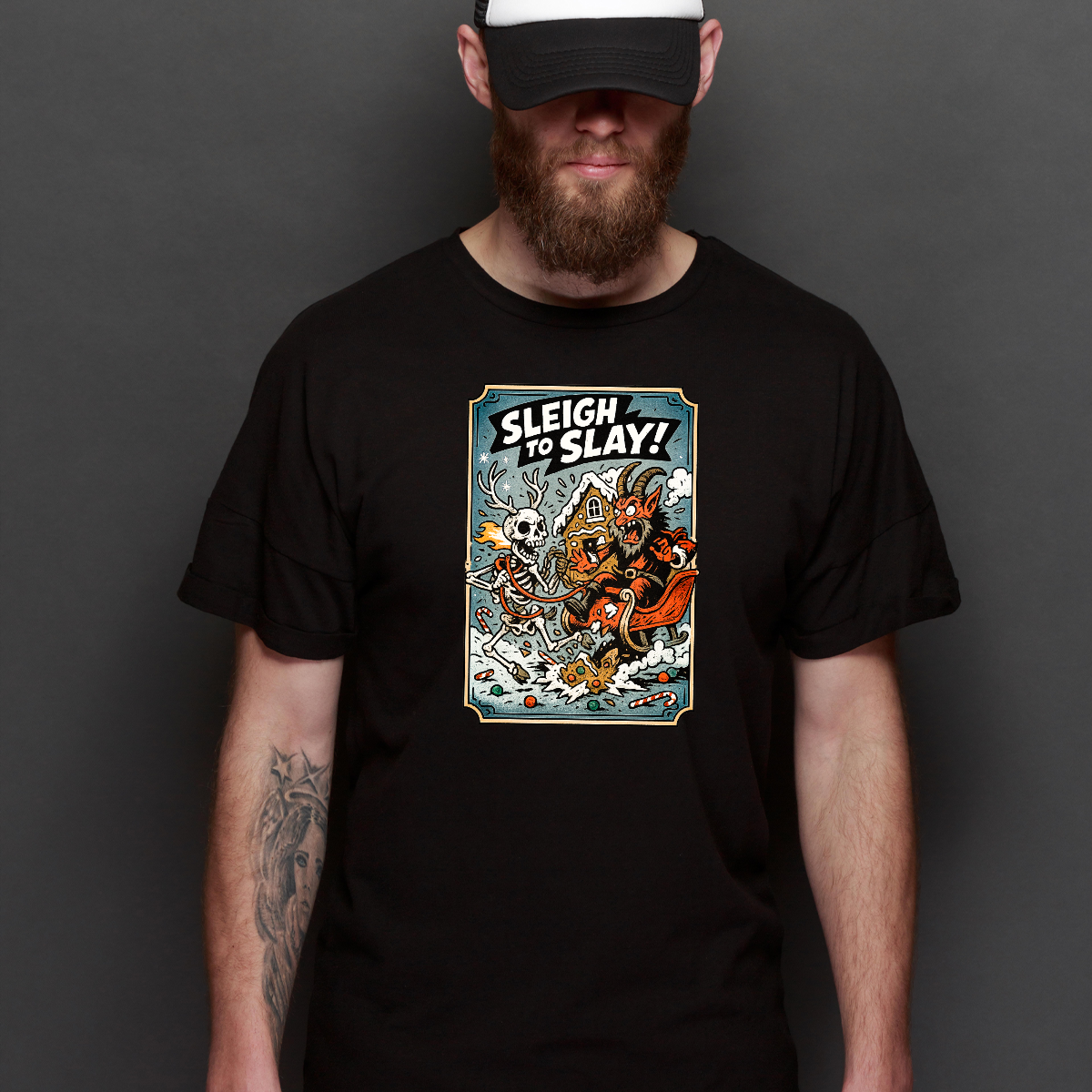 Sleigh to Slay Christmas T-Shirt Cartoon Tee