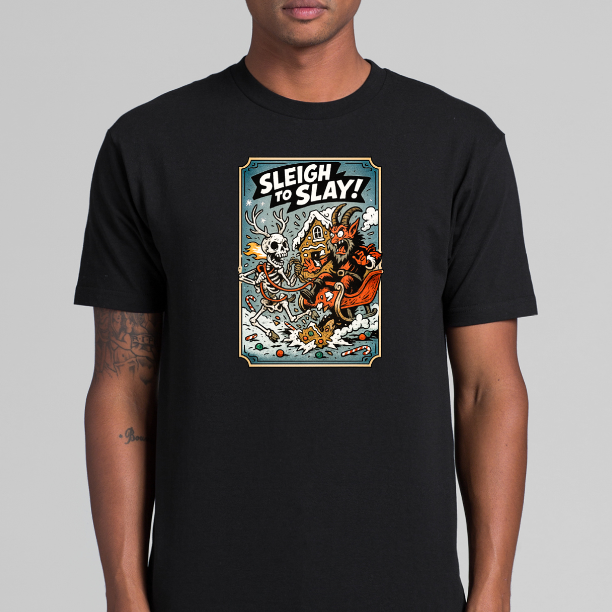 Sleigh to Slay Christmas T-Shirt Cartoon Tee