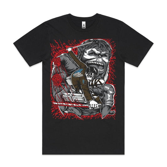 Attack On Titan Levi Ackerman And Beast Titan T-shirt Japanese anime